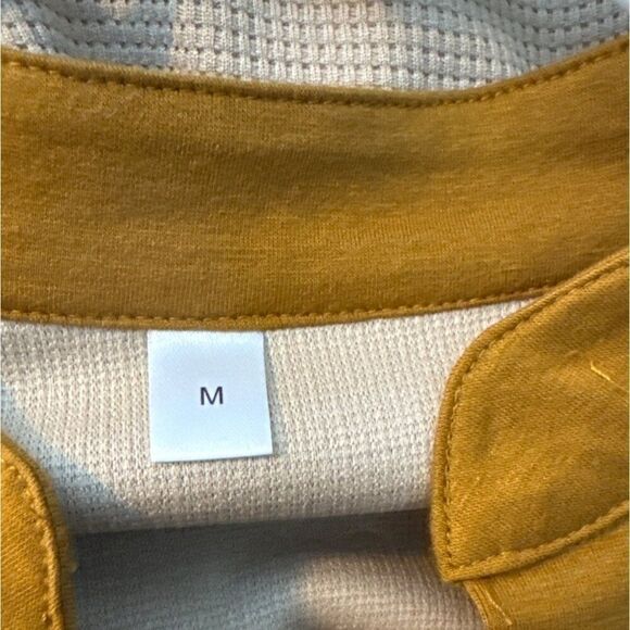 Vintage Beige & Brown Long Sleeve Lace-Up Shirt Medium - Picture 3 of 5